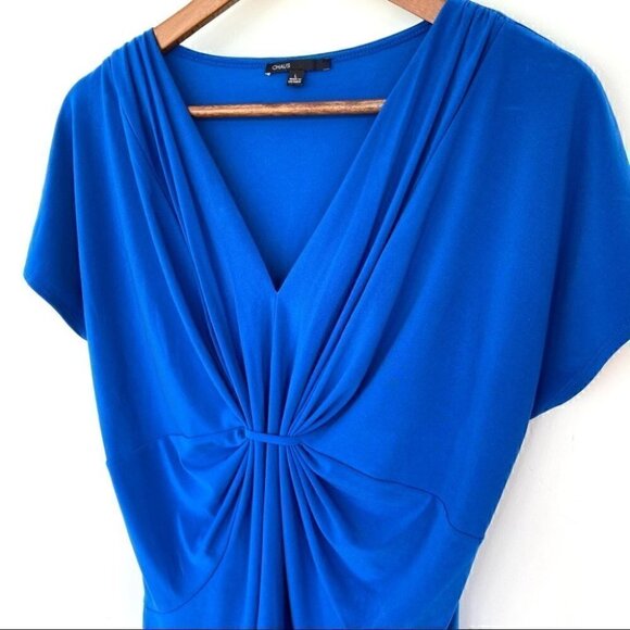 Chaus top, empire waisted with dolman cut sleeves,  v-neck and draping - Picture 3 of 8
